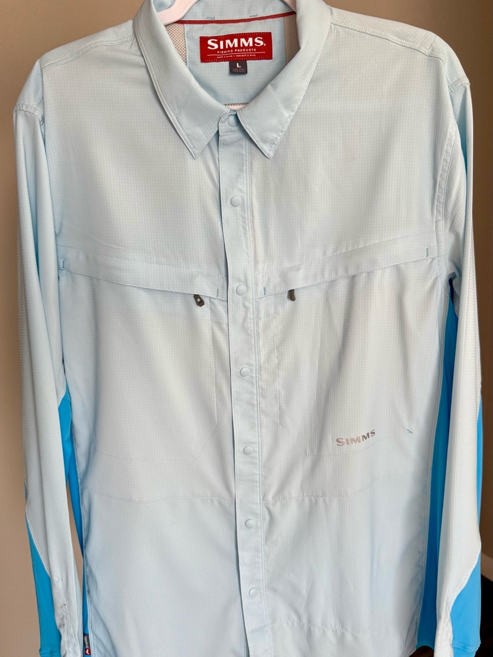 Simms Light Blue & Aqua Long-Sleeve Performance Button-Down Shirt